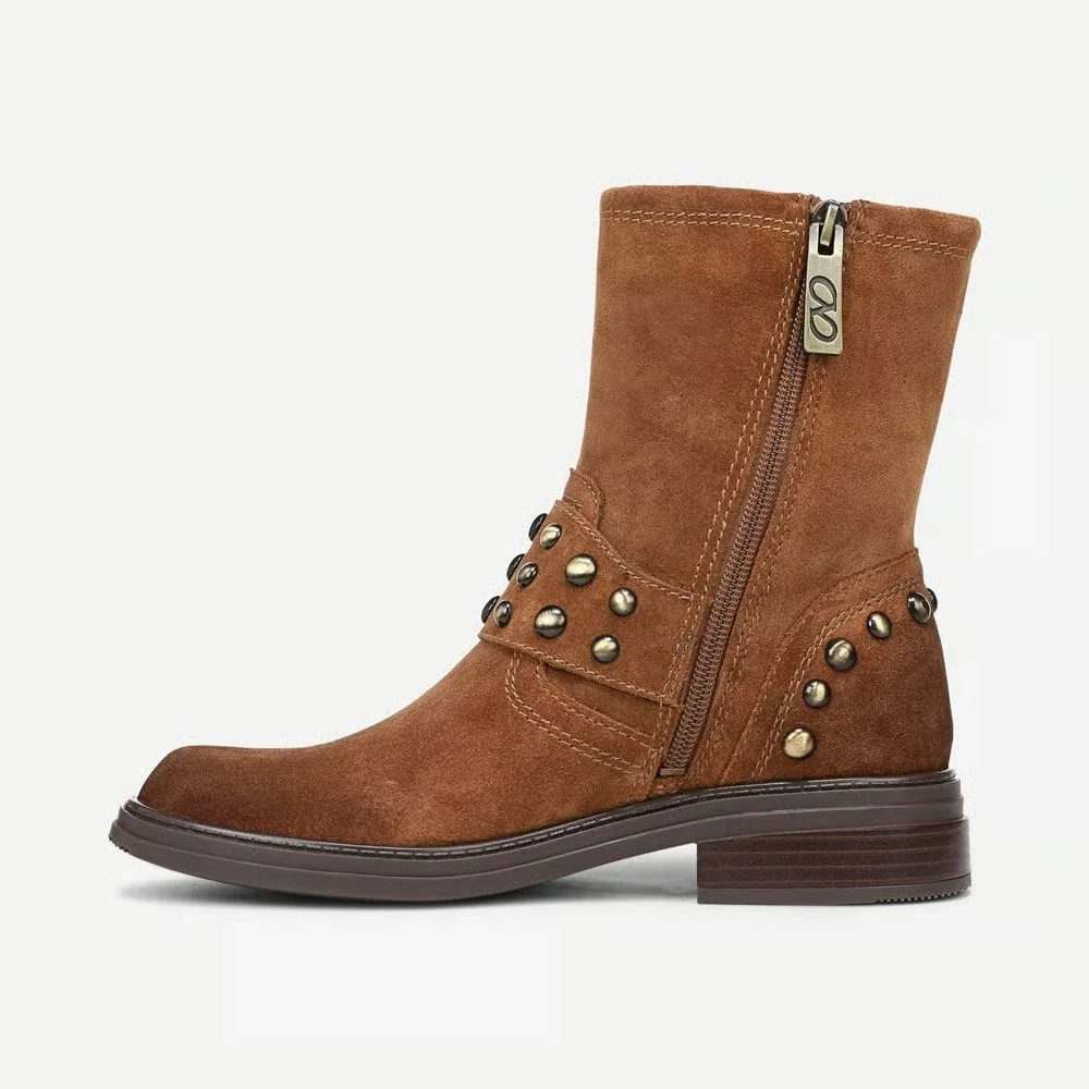Naturalizer Womens Optimus Fashion Boot Dark Chestnut Brown Stud Suede 8.5 M